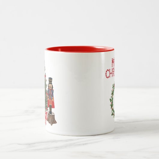 Nutcracker Weihnachtsbaum Red Bow Holiday Tasse (Mittel)