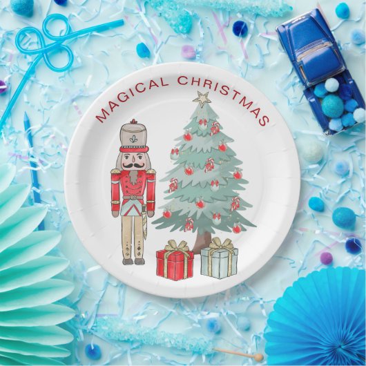Nutcracker, Weihnachtsbaum und Geschenke Papierpla Pappteller (Party)