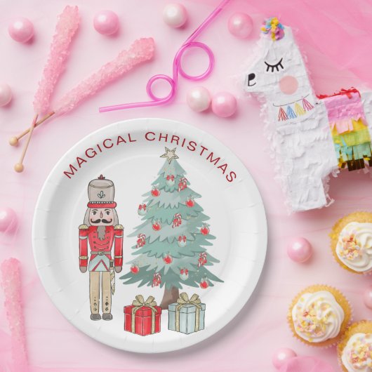Nutcracker, Weihnachtsbaum und Geschenke Papierpla Pappteller (Party)