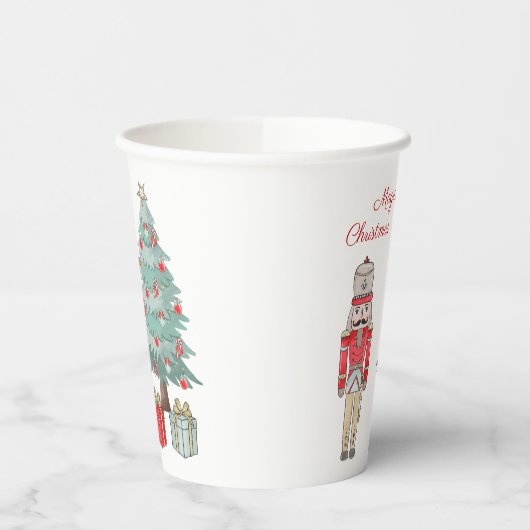 Nutcracker, Weihnachtsbaum und Geschenke Pappbecher (Links)