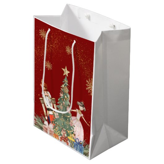 Nutcracker Weihnachtsdusche Party Mittlere Geschenktüte (Vorderseite Schrägansicht)