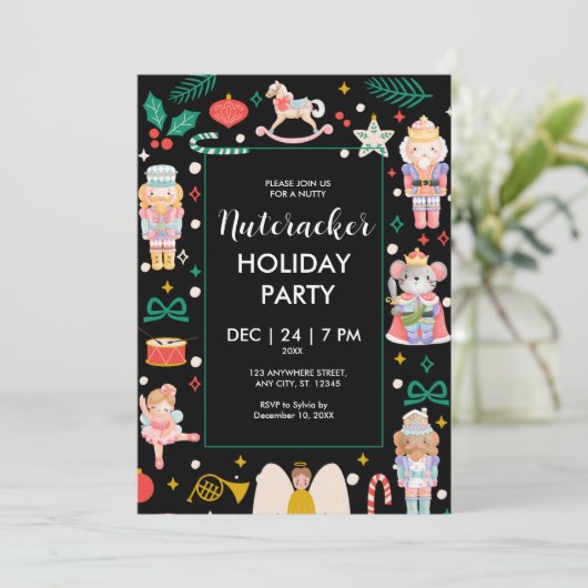 Nutcracker Weihnachtsfeier Einladung (Stehend Vorderseite)