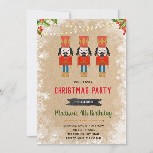 Nutcracker-Weihnachtsfeier Einladung (Vorderseite)