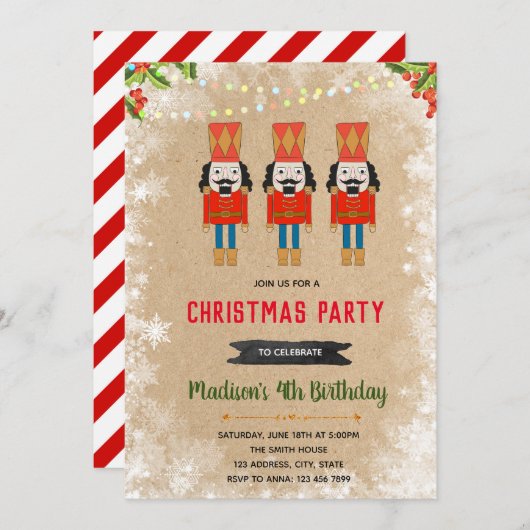 Nutcracker-Weihnachtsfeier Einladung (Vorne/Hinten)