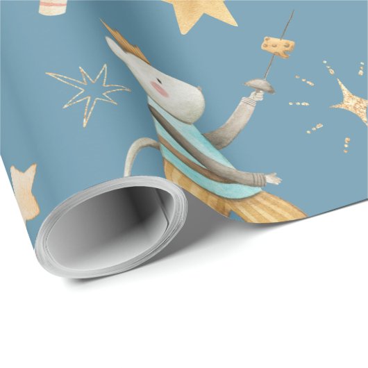 Nutcracker Weihnachtsfeiertag Blue Geschenkpapier (Rolleneckpunkt)