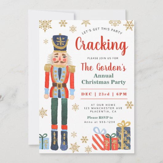 Nutcracker Weihnachtsfeiertag Party Einladung (Vorderseite)