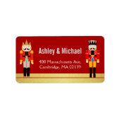 Nutcracker Weihnachtsfeiertag Red Gold Glitzer Adressaufkleber (Vorne)