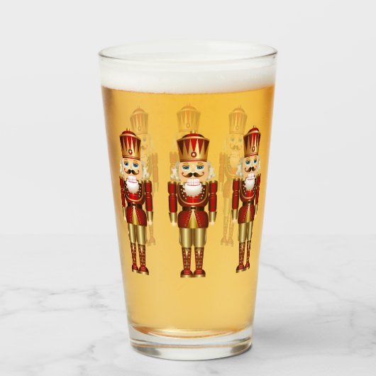 Nutcracker Weihnachtsgeschenk dekoratives Bier Glas (Vorne (Gefüllt))