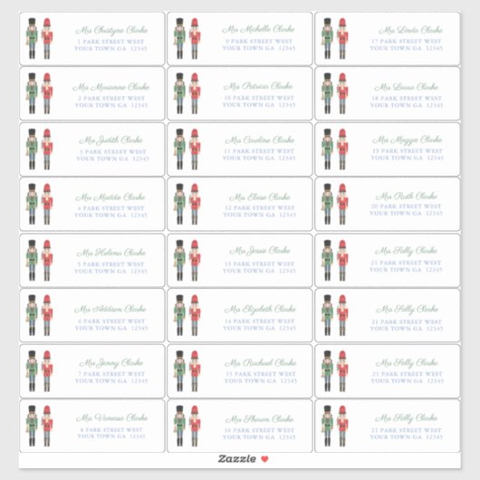 Nutcracker Weihnachtskarten der Familie - Adressen Aufkleber (Blatt)