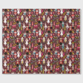 Nutcracker Weihnachtsmerkmale - Bordeaux Geschenkpapier (Flach)