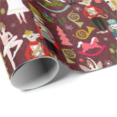 Nutcracker Weihnachtsmerkmale - Bordeaux Geschenkpapier (Rolleneckpunkt)