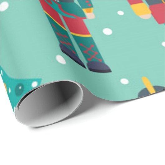 Nutcracker Weihnachtsmuster Geschenkpapier (Rolleneckpunkt)
