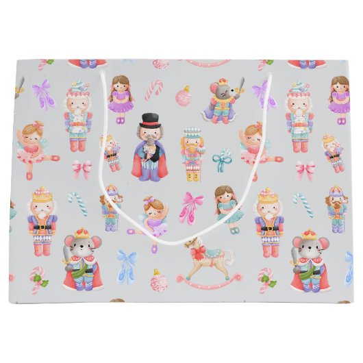 Nutcracker Weihnachtsmuster Große Geschenktüte (Vorderseite)
