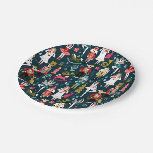 Nutcracker Weihnachtspapier-Teller Pappteller (Schrägansicht)