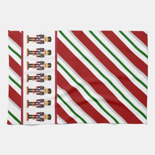 Nutcracker Weihnachtssoldat Candy Strip Geschirrtuch (Horizontal)