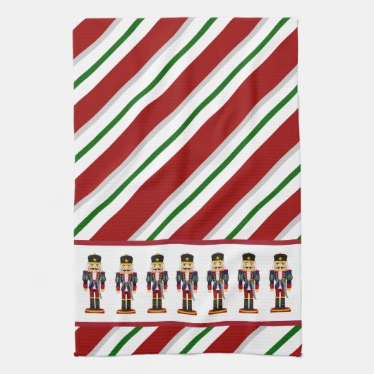 Nutcracker Weihnachtssoldat Candy Strip Geschirrtuch (Vertikal)