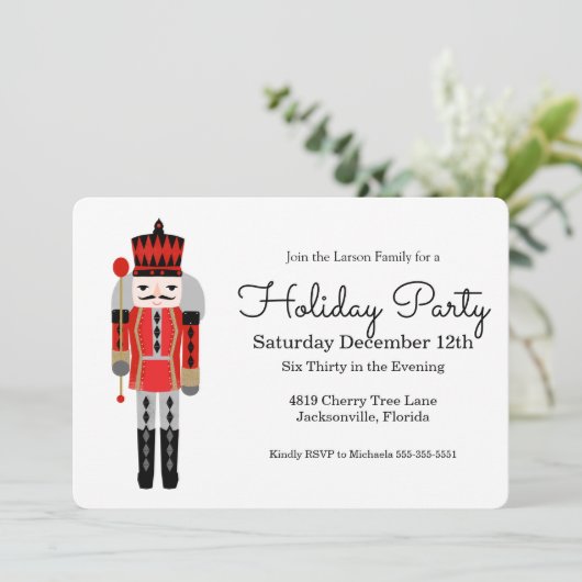 Nutcracker Weihnachtszeit-Party Einladung (Stehend Vorderseite)