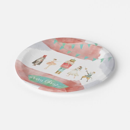 Nutcracker Weihnachtszeit-Teller Pappteller (Schrägansicht)