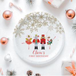 Nutcracker Winter Ballet Gold Snowflake Geburtstag Pappteller
