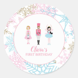 Nutcracker Winter Ballet Snowflake Geburtstag Runder Aufkleber