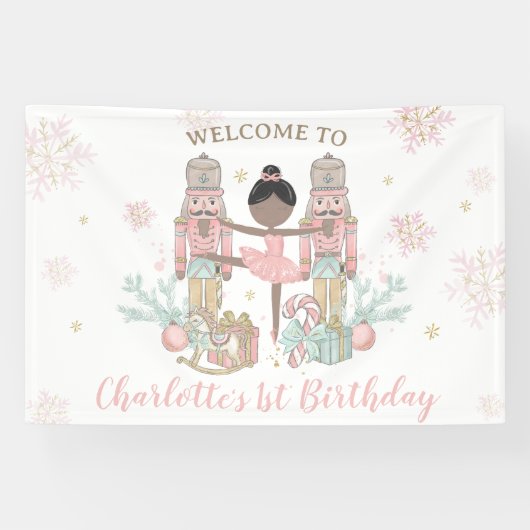 Nutcracker Winter Onederland 1st Birthday Backdrop Banner (Horizontal)