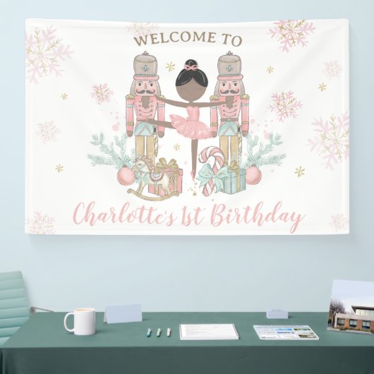 Nutcracker Winter Onederland 1st Birthday Backdrop Banner (Messe)