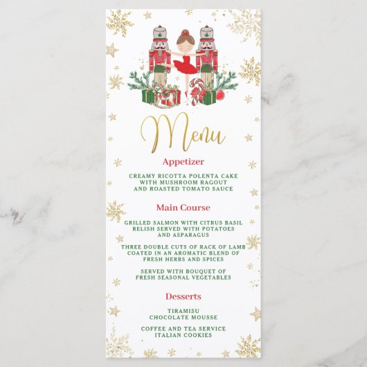 Nutcracker Winter Onederland 1st Birthday Menu Programm (Vorderseite)