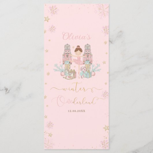 Nutcracker Winter Onederland 1st Birthday Menu Programm (Rückseite)