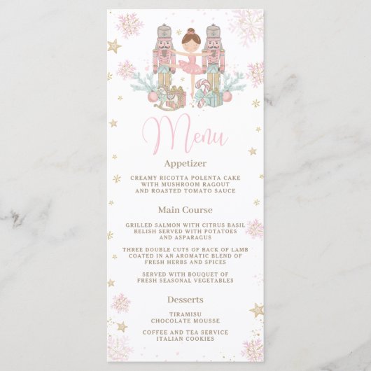 Nutcracker Winter Onederland 1st Birthday Menu Programm (Vorderseite)