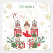 Nutcracker Winter Onederland 1st Birthday Red Quadratischer Aufkleber (Vorderseite)