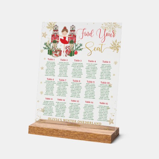 Nutcracker Winter Onederland 1st Birthday Seating Acrylschild (Winkel)