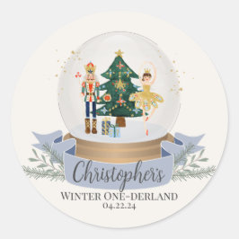 Nutcracker Winter onederland erste Geburtstagspart Runder Aufkleber