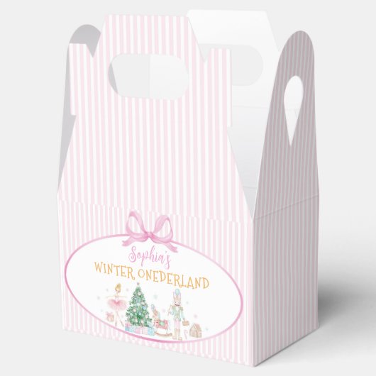 Nutcracker Winter Onederland Pink Bow Birthday Geschenkschachtel (Geöffnet)