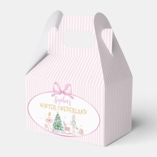 Nutcracker Winter Onederland Pink Bow Birthday Geschenkschachtel (Vorderseite)