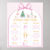 Nutcracker Winter Pink Bow Birthday Milestone Sign Poster (Vorne)