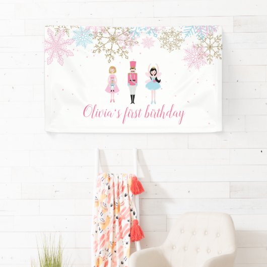Nutcracker Winter Snowflake Geburtstag Banner (Insitu)