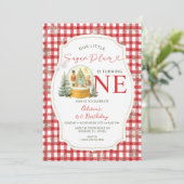 Nutcracker Winter Snowflakes Birthday Red Gingham Einladung (Stehend Vorderseite)
