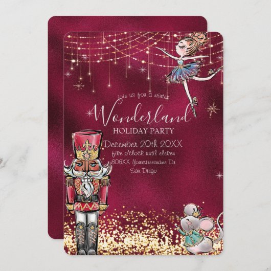 Nutcracker Winter Wonderland Weihnachten auf Burgu Einladung (Vorne/Hinten)
