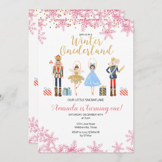 Nutcracker Winter zum Geburtstag Einladung (Vorne/Hinten)