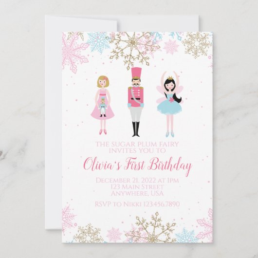 Nutcracker Winter zum Geburtstag Einladung (Vorderseite)