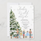 Nutcracker Winterschneeflocken Bäume Babydusche Einladung (Vorderseite)