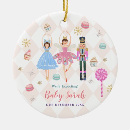 Nutcracker wir erwarten Elternschmuck Keramik Ornament (Vorne)