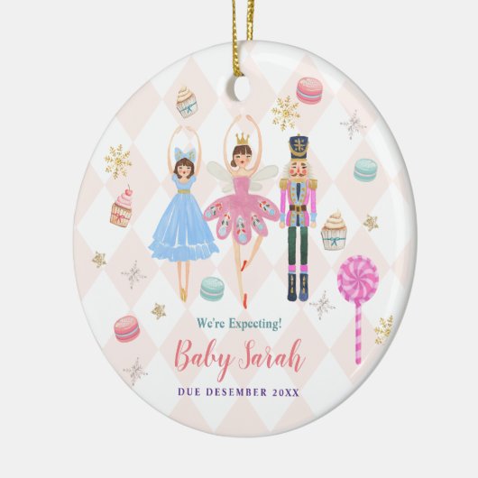 Nutcracker wir erwarten Elternschmuck Keramik Ornament (Links)