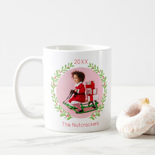 Nutcracker Wreath Christmas Foto Kaffeetasse (Mit Donut)