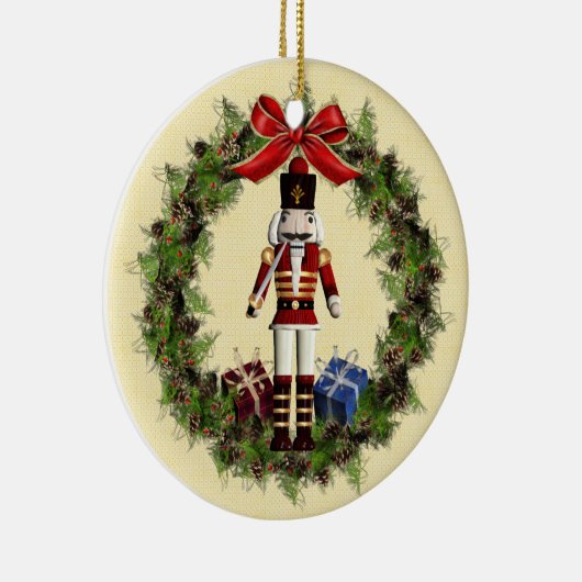 Nutcracker Wreath Custom Round Christmas Ornament (Rechts)