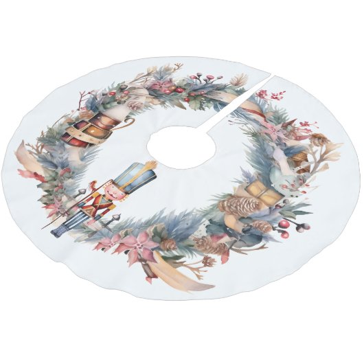 Nutcracker Wreath Eleganter Weihnachtsbaumrock Polyester Weihnachtsbaumdecke (Schrägansicht)