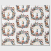 Nutcracker Wreath Frohe Weihnachten Geschenkpapier (Flach)