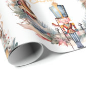 Nutcracker Wreath Frohe Weihnachten Geschenkpapier (Rolleneckpunkt)