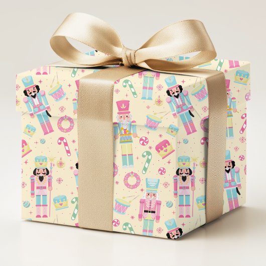 Nutcracker Yellow Pink Blue Weihnachtsfeiertage Geschenkpapier