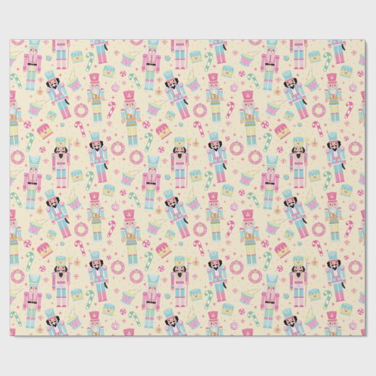 Nutcracker Yellow Pink Blue Weihnachtsfeiertage Geschenkpapier (Flach)